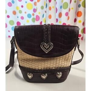 Small canvas shoulder bag cross body straw / faux leather cute minimalist clean